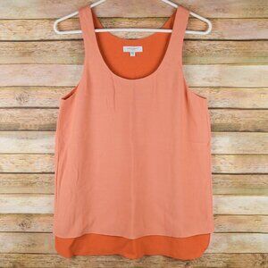 Equipment Womens S Small Orange Shades Tank Top Sleeveless Scoop Neck Round Hem